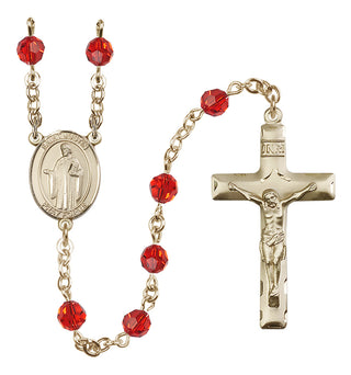 14 Karat Gold-Filled 6mm Austrian Crystal Saint Justin Rosary in Ruby