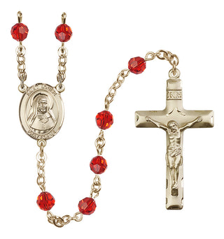14 Karat Gold-Filled 6mm Austrian Crystal Saint Louise de Marillac Rosary in Ruby