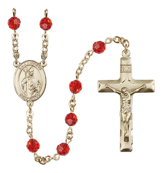 14 Karat Gold-Filled 6mm Austrian Crystal Saint Kilian Rosary in Ruby