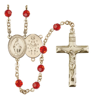 14 Karat Gold-Filled 6mm Austrian Crystal Miraculous Rosary in Ruby