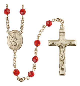 14 Karat Gold-Filled 6mm Austrian Crystal Saint William of Rochester Rosary in Ruby