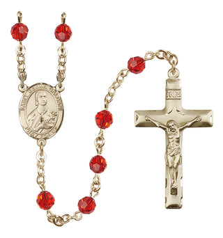 14 Karat Gold-Filled 6mm Austrian Crystal Saint Gemma Galgani Rosary in Ruby