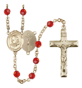 14 Karat Gold-Filled 6mm Austrian Crystal Pope Emeritace Benedict XVI Rosary in Ruby