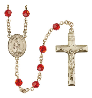 14 Karat Gold-Filled 6mm Austrian Crystal Saint Rachel Rosary in Ruby