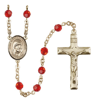 14 Karat Gold-Filled 6mm Austrian Crystal Saint Teresa of Calcutta Rosary in Ruby