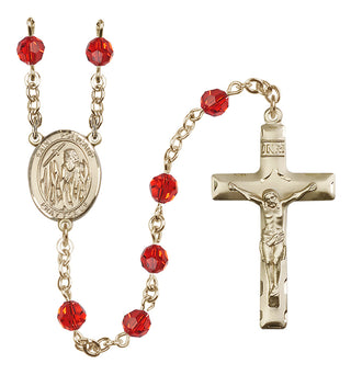 14 Karat Gold-Filled 6mm Austrian Crystal Saint Polycarp of Smyrna Rosary in Ruby