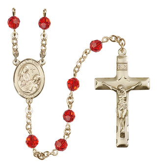 14 Karat Gold-Filled 6mm Austrian Crystal Saint Fina Rosary in Ruby