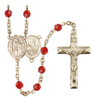 14 Karat Gold-Filled 6mm Austrian Crystal Divine Mercy Rosary in Ruby