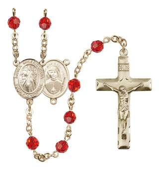 14 Karat Gold-Filled 6mm Austrian Crystal Divina Misericordia Rosary in Ruby