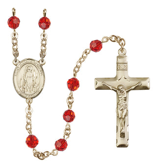 14 Karat Gold-Filled 6mm Austrian Crystal Saint Juliana of Cumae Rosary in Ruby