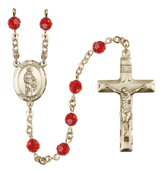 14 Karat Gold-Filled 6mm Austrian Crystal Saint Anne Rosary in Ruby