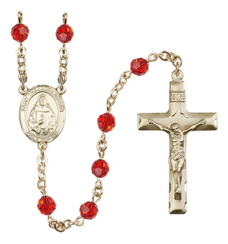 14 Karat Gold-Filled 6mm Austrian Crystal Saint Theodora Rosary in Ruby