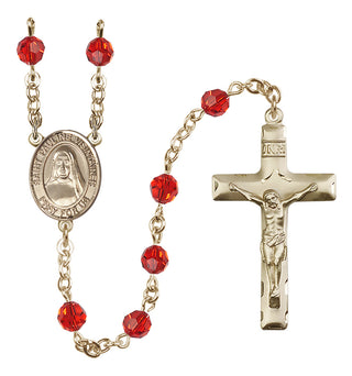 14 Karat Gold-Filled 6mm Austrian Crystal Saint Pauline Visintainer Rosary in Ruby
