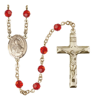 14 Karat Gold-Filled 6mm Austrian Crystal Saint Daria Rosary in Ruby