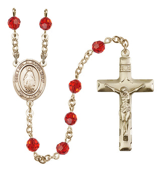 14 Karat Gold-Filled 6mm Austrian Crystal Our Lady of Good Help Rosary in Ruby