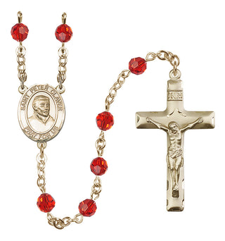 14 Karat Gold-Filled 6mm Austrian Crystal Saint Peter Claver Rosary in Ruby