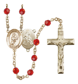 14 Karat Gold-Filled 6mm Austrian Crystal Guardian Angel/Softball Rosary in Ruby
