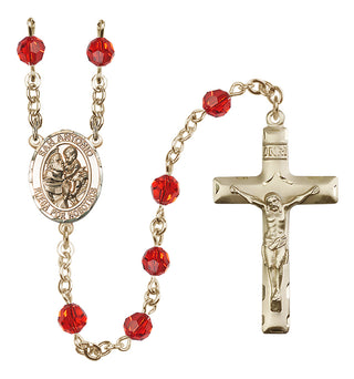 14 Karat Gold 6mm Austrian Crystal San Antonio Rosary in Ruby