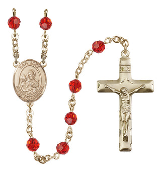 14 Karat Gold 6mm Austrian Crystal San Jose Rosary in Ruby
