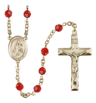 14 Karat Gold 6mm Austrian Crystal Saint Nicholas Rosary in Ruby