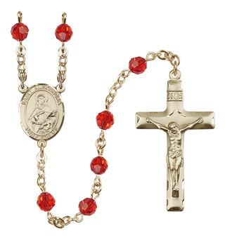 14 Karat Gold 6mm Austrian Crystal Saint Alexandra Rosary in Ruby