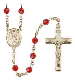 14 Karat Gold 6mm Austrian Crystal Saint Lillian Rosary in Ruby