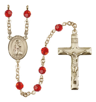 14 Karat Gold 6mm Austrian Crystal Saint Rachel Rosary in Ruby