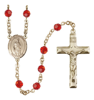 14 Karat Gold 6mm Austrian Crystal Saint Nathanael Rosary in Ruby