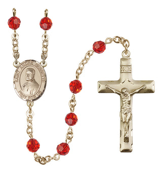 14 Karat Gold 6mm Austrian Crystal Saint Andre Bessette Rosary in Ruby