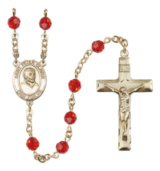14 Karat Gold 6mm Austrian Crystal Saint Peter Claver Rosary in Ruby