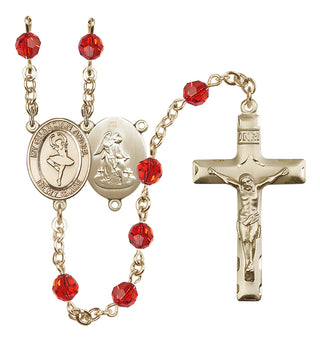 14 Karat Gold 6mm Austrian Crystal Guardian Angel/Dance Rosary in Ruby