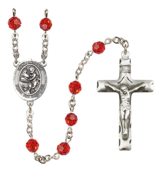 Sterling Silver 6mm Austrian Crystal San Antonio Rosary in Ruby