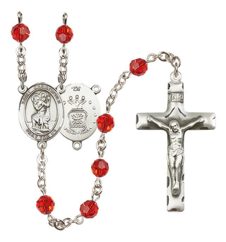 Sterling Silver 6mm Saint Christopher / Air Force Rosary