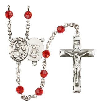 Sterling Silver 6mm Austrian Crystal Saint Joan of Arc / Navy Rosary in Ruby