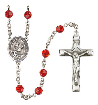 Sterling Silver 6mm Austrian Crystal San Martin Caballero Rosary in Ruby