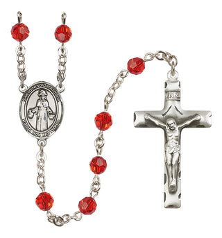 Sterling Silver 6mm Austrian Crystal Saint Nino de Atocha Rosary in Ruby