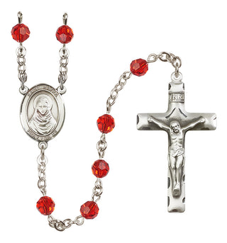 Sterling Silver 6mm Austrian Crystal Saint Rafka Rosary in Ruby