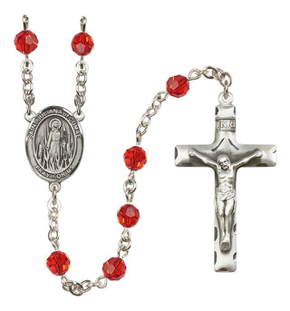 Sterling Silver 6mm Austrian Crystal Saint Juliana of Cumae Rosary in Ruby