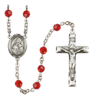 Sterling Silver 6mm Austrian Crystal Saint Marina Rosary in Ruby