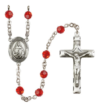 Sterling Silver 6mm Austrian Crystal Saint Theodora Rosary in Ruby