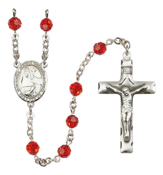 Sterling Silver 6mm Austrian Crystal Saint Jeanne Chezard de Matel Rosary in Ruby