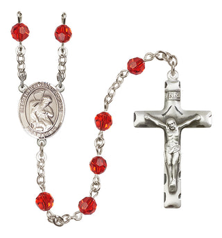 Sterling Silver 6mm Austrian Crystal Blessed Herman the Cripple Rosary in Ruby