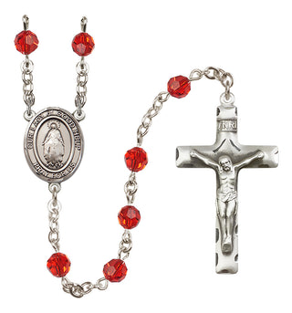 Sterling Silver 6mm Austrian Crystal Our Lady of Good Help Rosary in Ruby