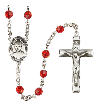 Sterling Silver 6mm Austrian Crystal Saint Jose Sanchez del Rio Rosary in Ruby