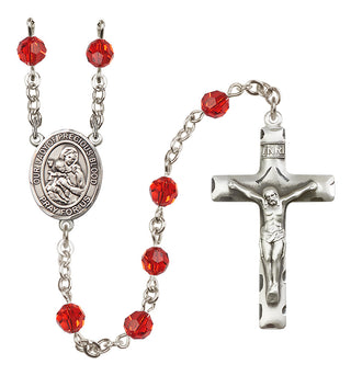 Sterling Silver 6mm Austrian Crystal Our Lady of the Precious Blood Rosary in Ruby