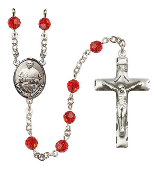Sterling Silver 6mm Austrian Crystal Pope Francis Rosary in Ruby