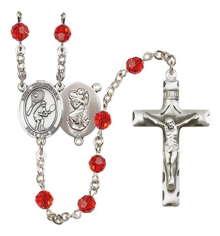 Sterling Silver 6mm Saint Christopher/Tennis Rosary