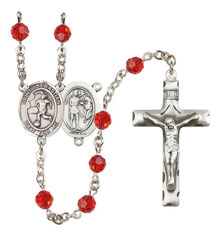 Sterling Silver 6mm Saint Sebastian/Soccer-Women Rosary