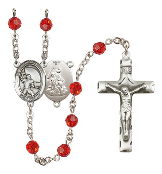 Sterling Silver 6mm Guardian Angel/Football Rosary