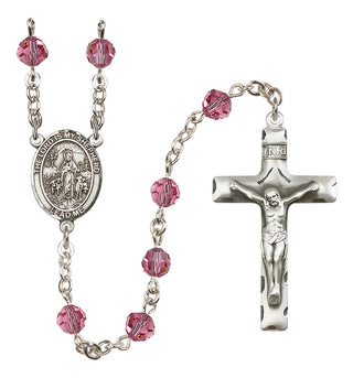 Sterling Silver 6mm Austrian Crystal Lord Is My Shepherd Rosary in Rose